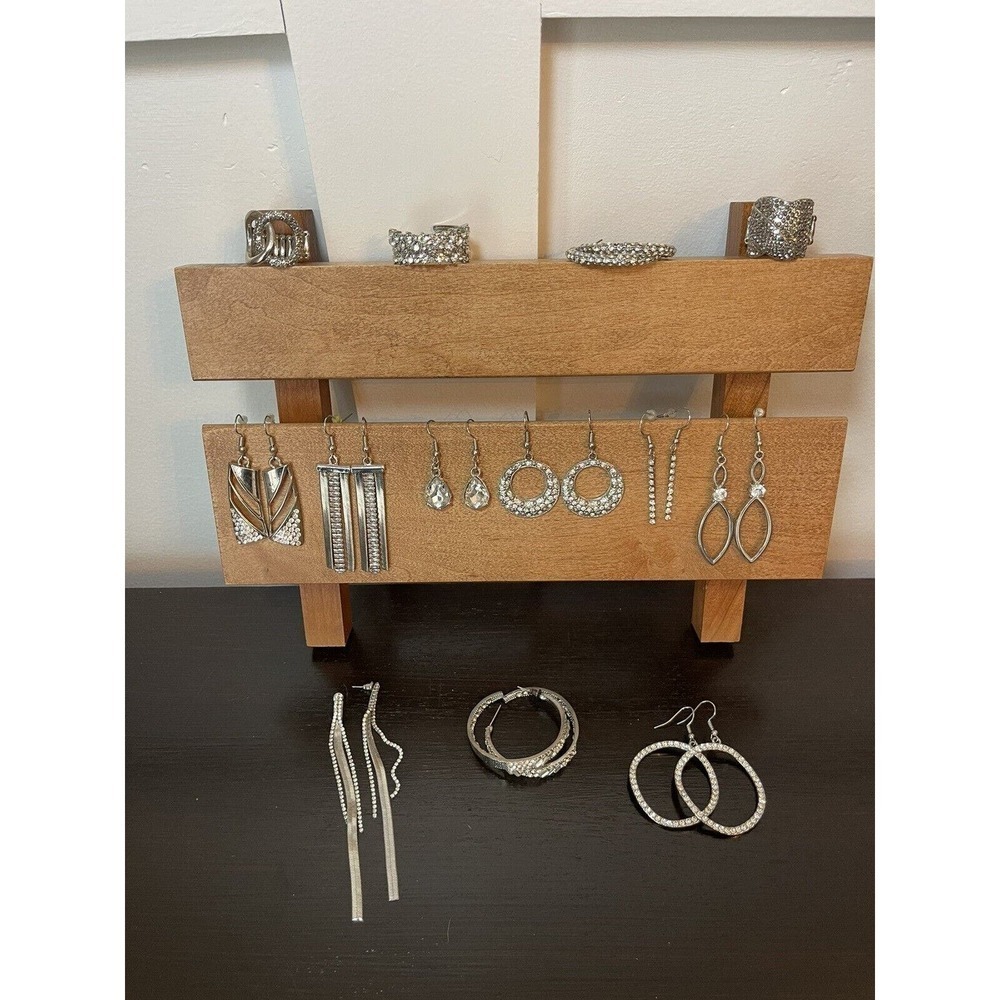 Paparazzi Costume Jewelry Lot Of 13 Rhinestones Earrings and Adjustable Rings